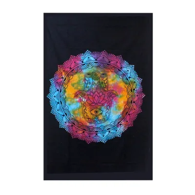 Colcha Individual de Algodón - Hamsa Negro