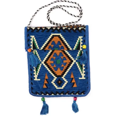 Bolso bandolera de festival Kilim azul cielo