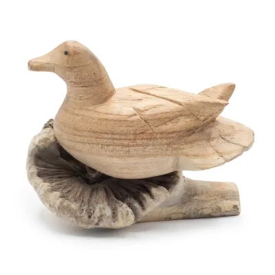 Talla de arte en madera parásita hecha a mano - Pato salvaje descansando