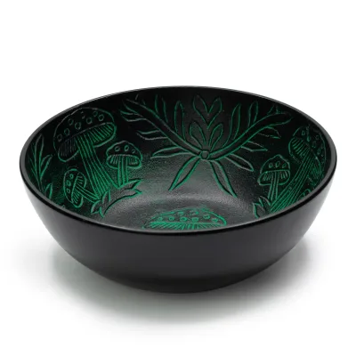 Cuenco tibetano de aluminio - hongo mágico - verde (20cm)