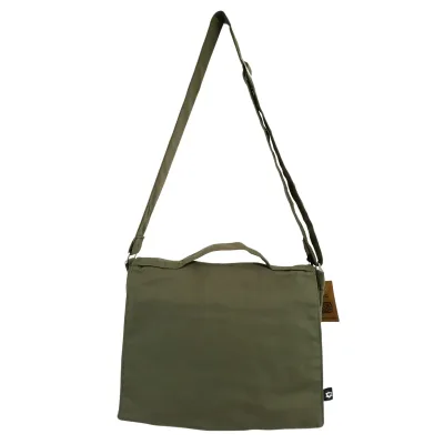 Bolso mensajero de lona de algodón para portátil - oliva