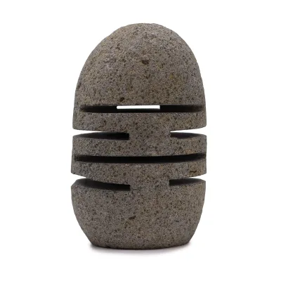 Portavelas de piedra de río natural - Tallado en piedra erguida