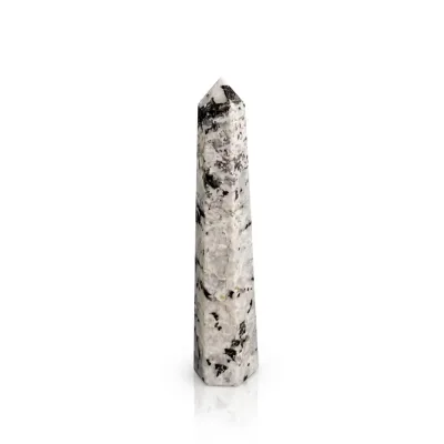 Piedra preciosa de punta obelisco de seis caras, aprox. 17 cm - piedra luna arcoíris