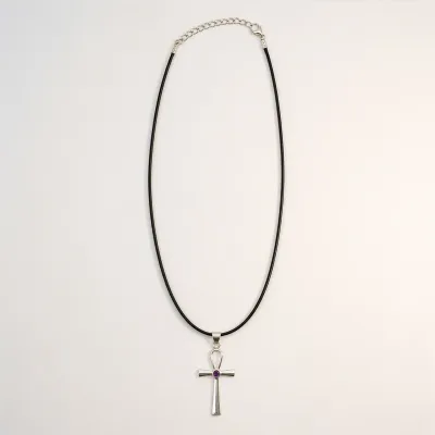 Colgante devocional hindú - Plateado con baño de plata (cordón de 45 cm) - Símbolo Ankh de la Vida Eterna