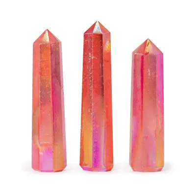 Punto de obelisco de piedra preciosa aprox. 9 cm - Aurura cristal de cuarzo - Durazno