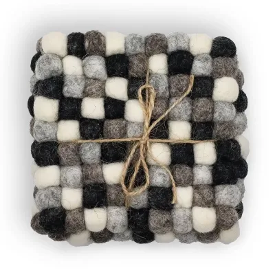 Posavasos cuadrados de fieltro de 10 cm, color gris multicolor (juego de 4)
