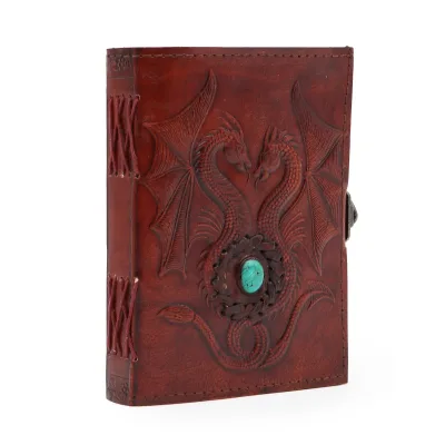 Cuaderno Esotérico Dos Dragones - Vintage con Borde de Costura