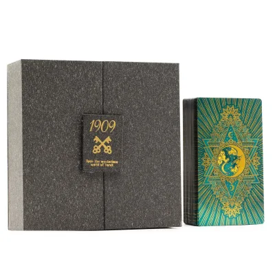Tarjeta de Tarot con Foil en Oro y Turquesa - Conjunto de Regalo