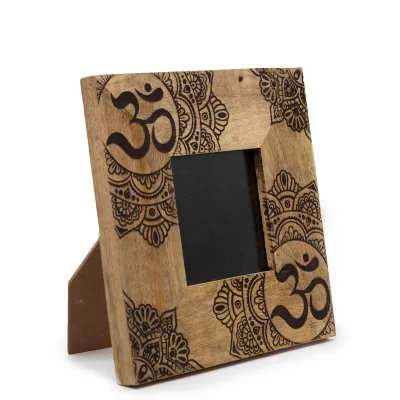 Pequeño Marco de Madera de Mango (para 10x10cm) 20x20x2cm - Mandala Negro