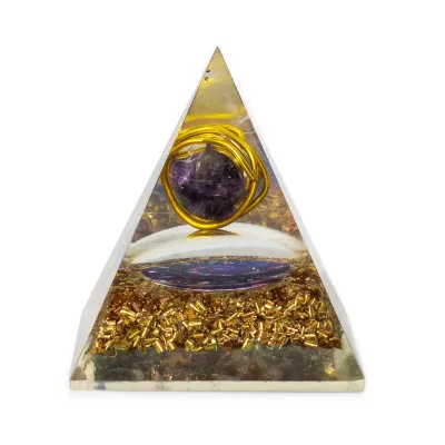 Med Organite Pirámides 7x6 cm - Amatista envuelta - Virutas de cobre