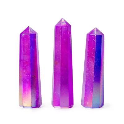 Punta de obelisco de piedra preciosa aprox. 9 cm - Cuarzo cristal Aurura - Morado