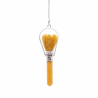 Péndulo de ángel con anillo de cuarzo amarillo