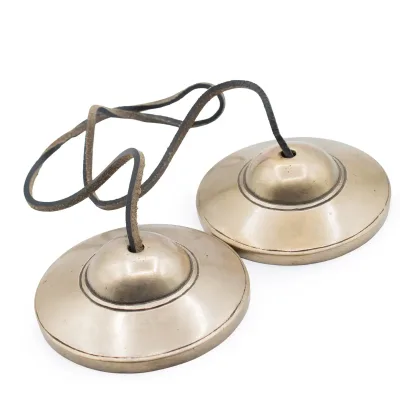 Tingsha tibetana de latón premium - tradicional simple - aprox. 7,5 cm (345 g)