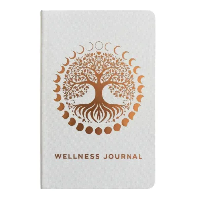 Cuaderno de Bienestar Blanco - 120 páginas - Árbol de la Vida en oro rosado