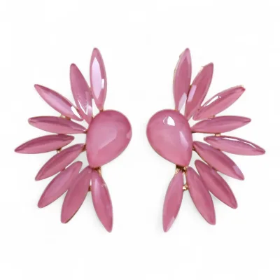 Pendientes de Cristal Vintage - Alas de ángel - Cuarzo Rosa