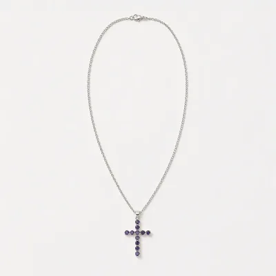 Colgante devocional de la India - Plateado con baño de plata (cadena de 45 cm) - Crucifijo Ionite