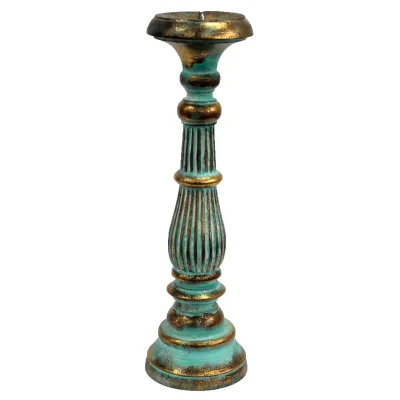 Soporte de vela grande - Turquois Gold