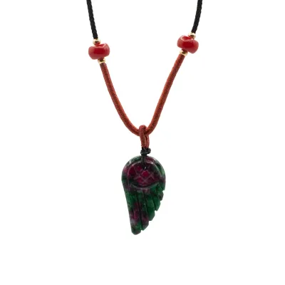 Collar de cuerda colgante de piedra preciosa - Morganita ala de ángel