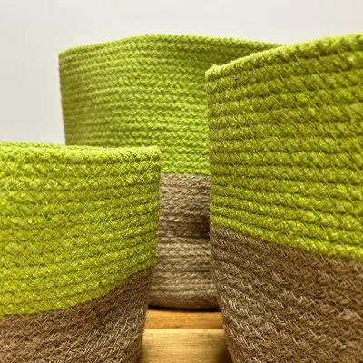 Cesta Grande de Algodón y Yute 25x25cm Naranja