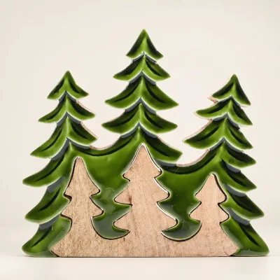 Perdido en el bosque - Decoración de madera 3D de tres árboles - 20x23 cm