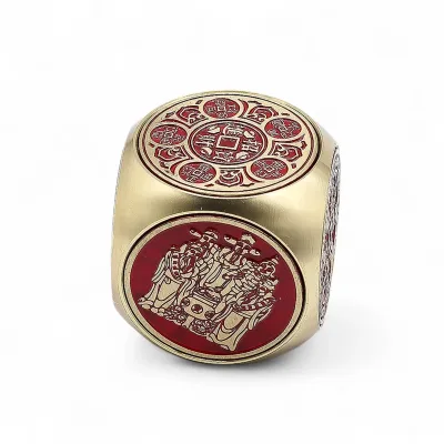 Fortuna Feng Shui - Cubo de Prosperidad Rojo y Latón - Plano