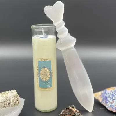 Cuchillo Ritual Selenite Lrg - Espiral (25cm)