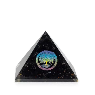 Pequeñas pirámides de orgonita 5.5x4.5cm - Árbol de la Vida - Trozos de tourmalina negra