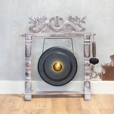 Gong de Meditación Mediano con Soporte - 35cm - Negro
