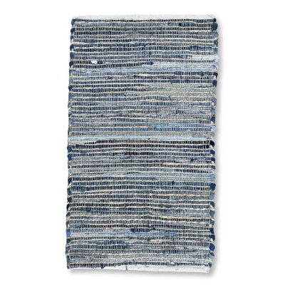 Alfombra mediana de yute de algodón reciclado - 90x150cm - Azul