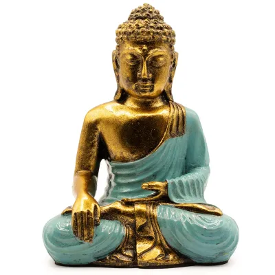 Verde Azulado y Dorado Buddha - Lrg