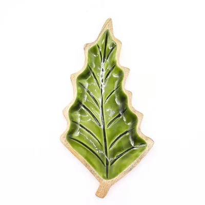 Perdido en el Bosque - Tazón de madera con hoja esmaltada - 33x17cm