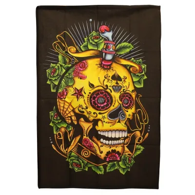 Arte mural de algodón (70x110cm) - Calavera del Día de los Muertos