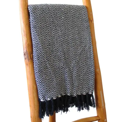 Mantas bohemias de confort - Zigzag azul marino