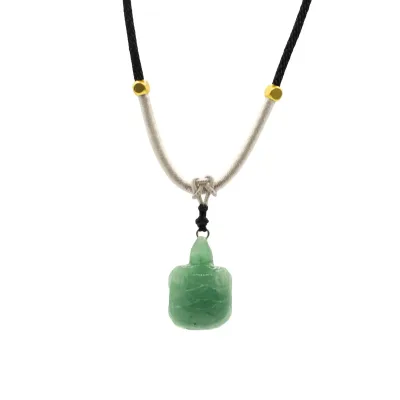 Collar de cuerda Colgante de piedra preciosa - Tortuga de jade