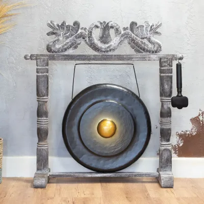 Gong de Meditación Mediano con Soporte - 50cm - Negro