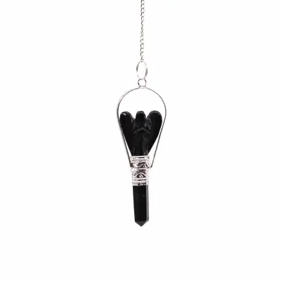 Péndulo de ángel con anillo de ágata negra
