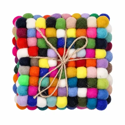 Posavasos cuadrados de fieltro de 10 cm, multicolor (juego de 4)