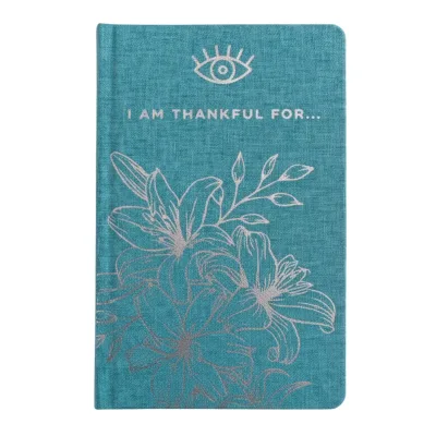 Diario de Gratitud Azul con borde plateado - 120 páginas - Estoy agradecido por