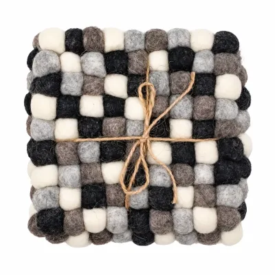 Posavasos cuadrados de fieltro de 10 cm, color gris multicolor (juego de 4)