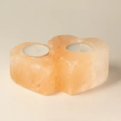 Portavelas Sal Doble Corazón 1Kg