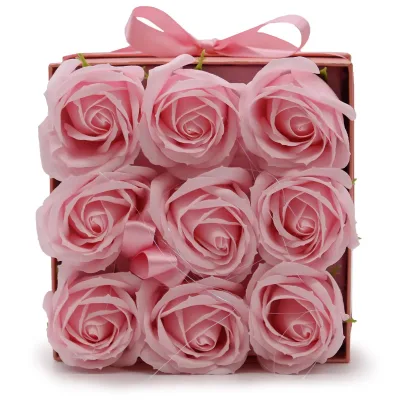 Caja de Regalo - Flor de Jabón 9 Rosas Rosas - cuadrado