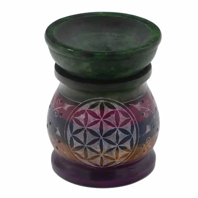 Quemador de Aceite de Esteatita 10cm - Flor de la Vida - Cinco Colores
