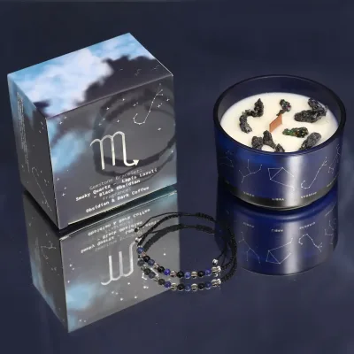 Vela de Cristal del Zodiaco con Pulsera de Piedras Preciosas - Escorpio
