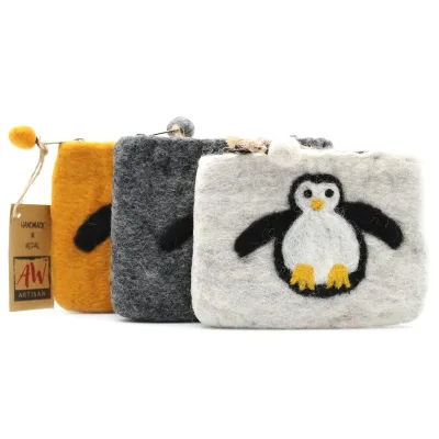 Estuche de Fieltro Natural (surt) - Pingüino Lindo