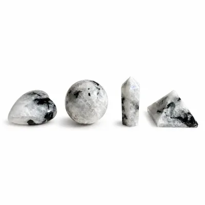 Cuatro formas de gemas - Piedra lunar arcoíris