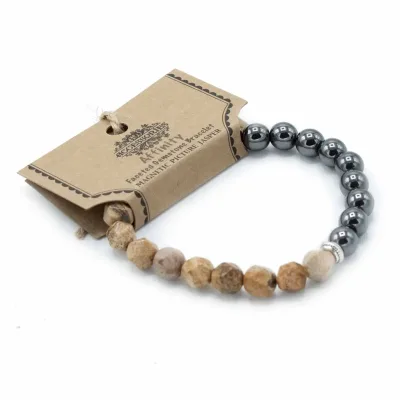 Pulsera de Piedra Preciosa Tallada - Jaspe Rayado Magnético