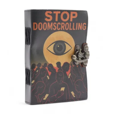 Cuaderno impreso en cuero – Detén el doomscrolling