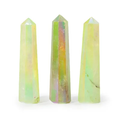 Puntas de obelisco de piedra preciosa aproximadamente 9 cm - Aurura cristal de cuarzo - Verde claro