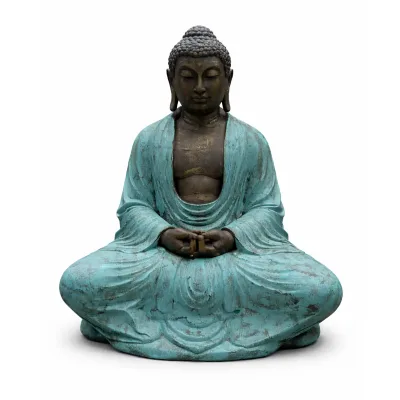 Buda tailandés grande de turquesa y piedra - 0.96m