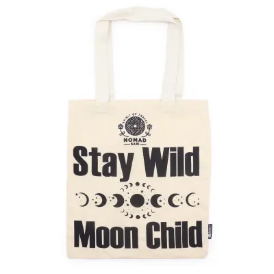 Bolso Básico Icónico - Mantente salvaje, Niño con ánimo - (40x36cm) - Natural 4oz